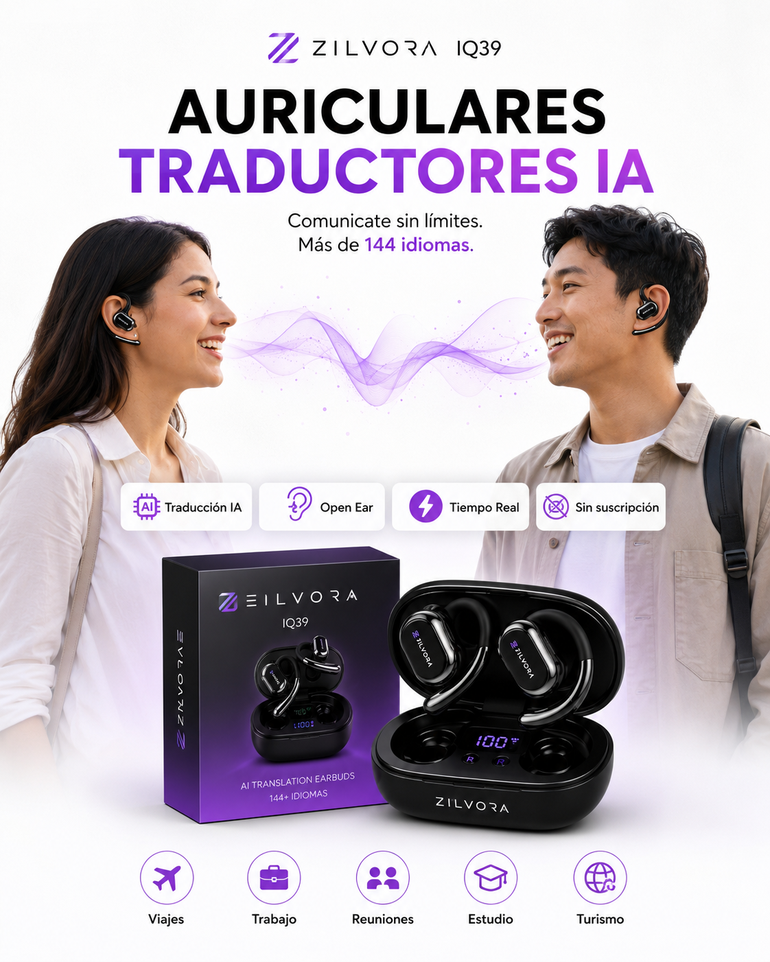 Auriculares Traductores IA ZILVORA - IQ39
