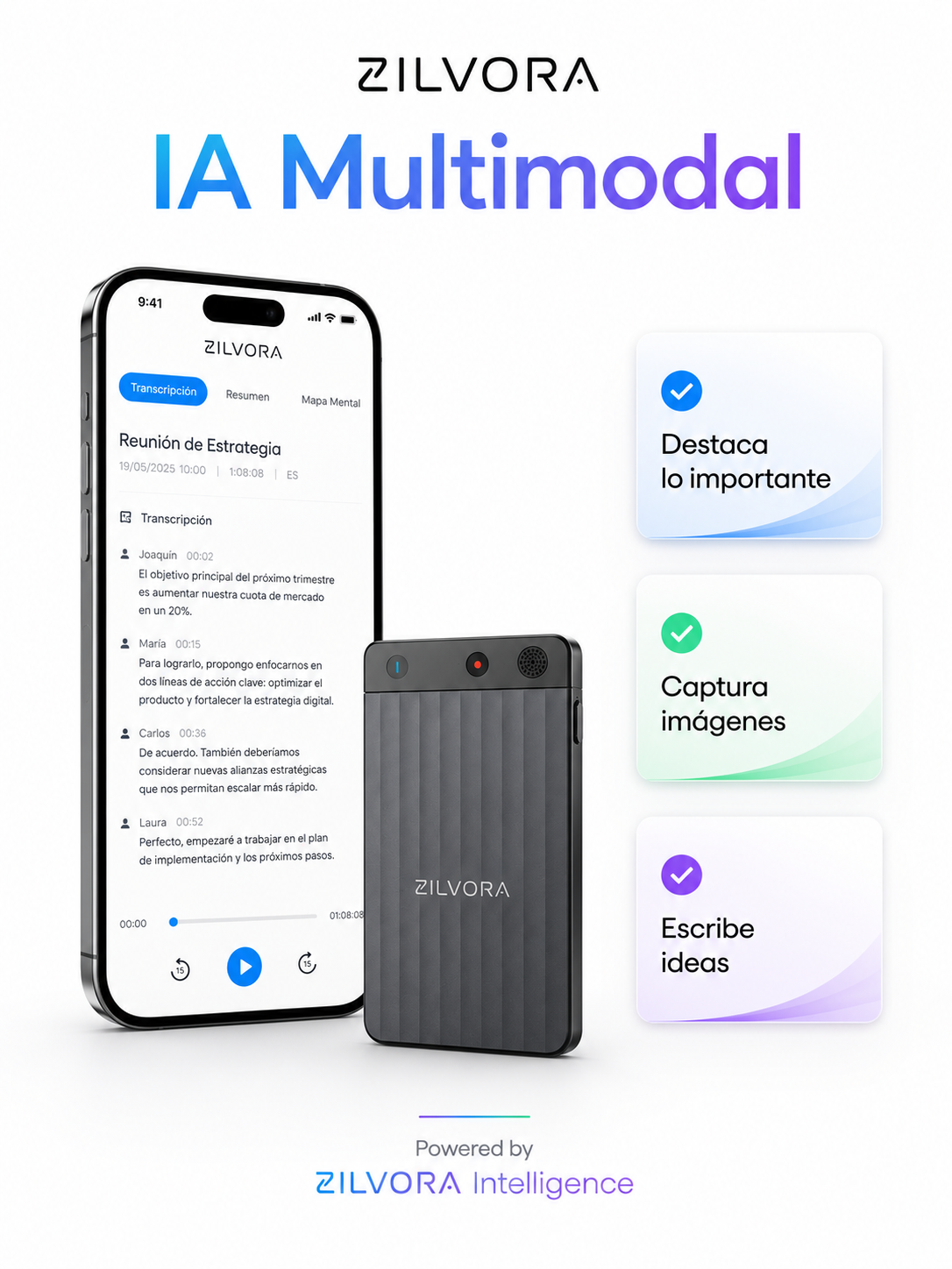 ZILVORA NOTE AI – Grabadora de Voz Inteligente con IA