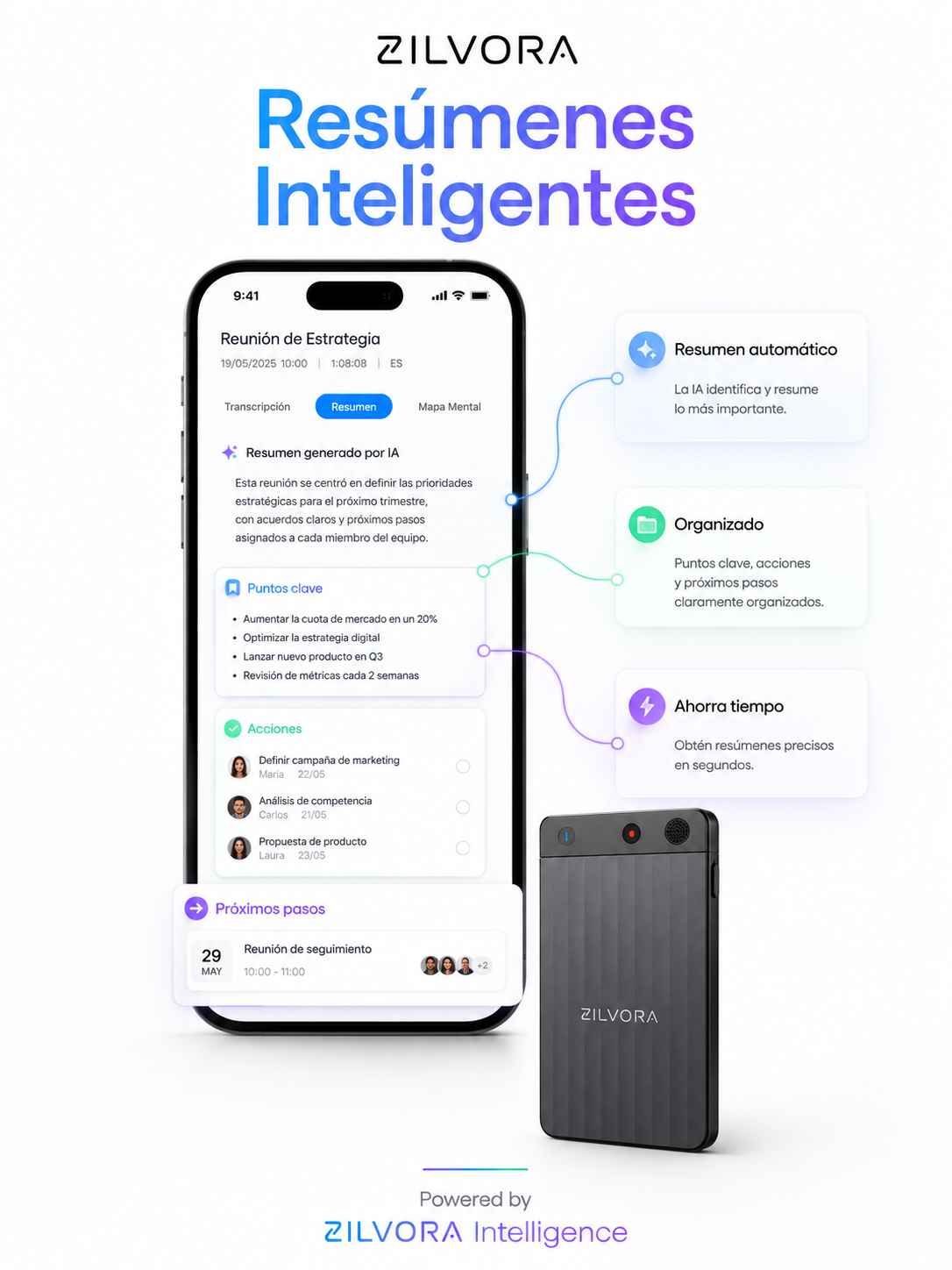 ZILVORA NOTE AI – Grabadora de Voz Inteligente con IA