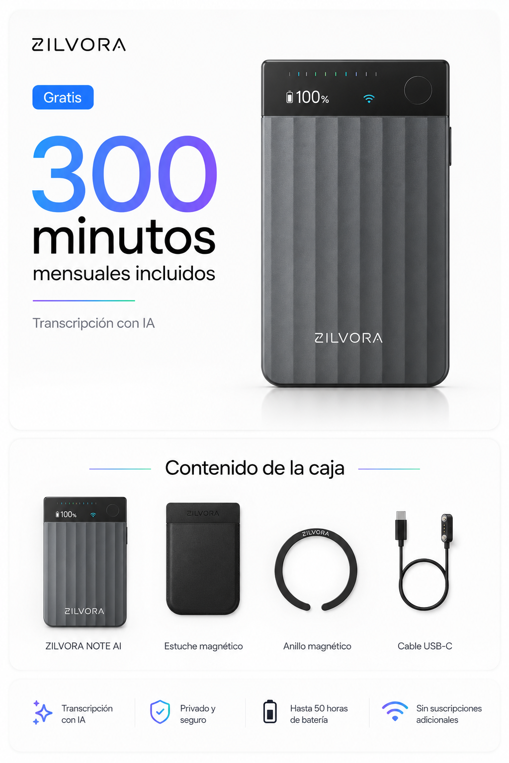 ZILVORA NOTE AI – Grabadora de Voz Inteligente con IA