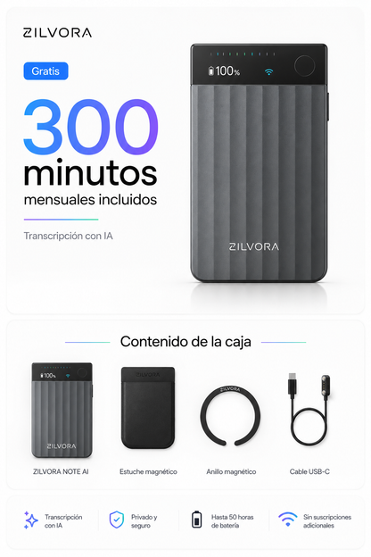 ZILVORA NOTE AI – Grabadora de Voz Inteligente con IA