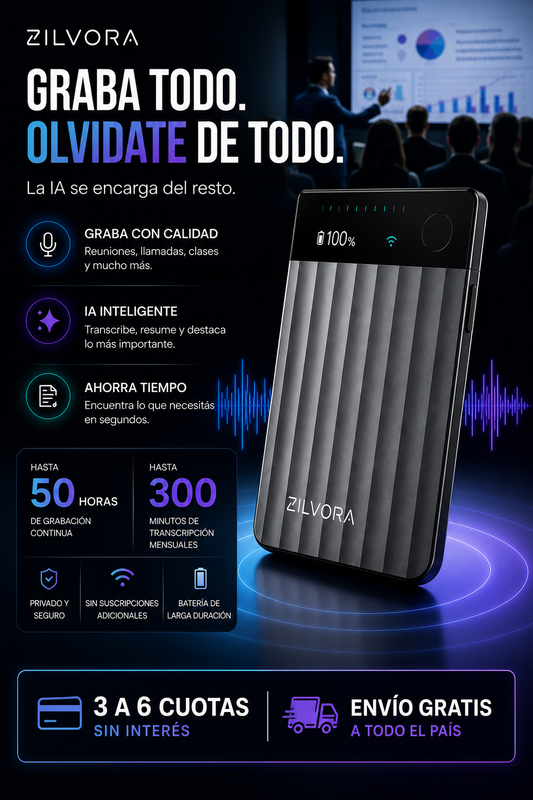 ZILVORA NOTE AI – Grabadora de Voz Inteligente con IA